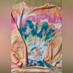Colorful Tie-Dye Sweatshirt - Pink, Peach & Teal